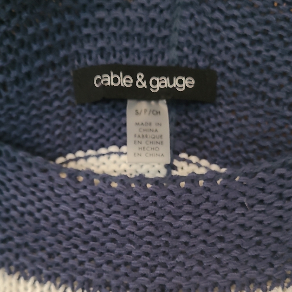 Cable & Gauge Blue and White Striped Sweater - Picture 5 of 6